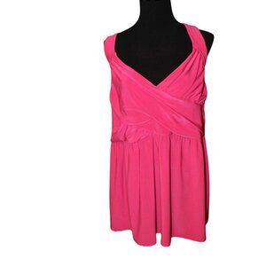 HOT PINK Fushia Raspberry Torrid Plus Size 5 Back Strappy Summer Shirt - EUC